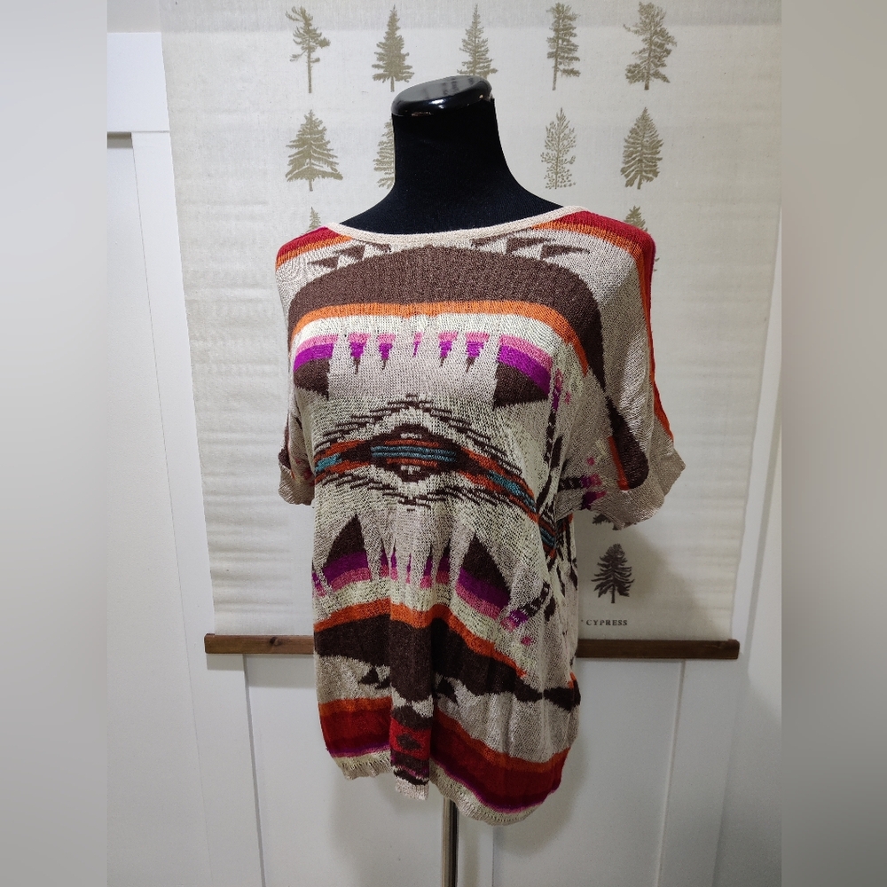 Denim & Supply Ralph Lauren Southwestern Aztec Knit Top - Medium - Ramie Blend